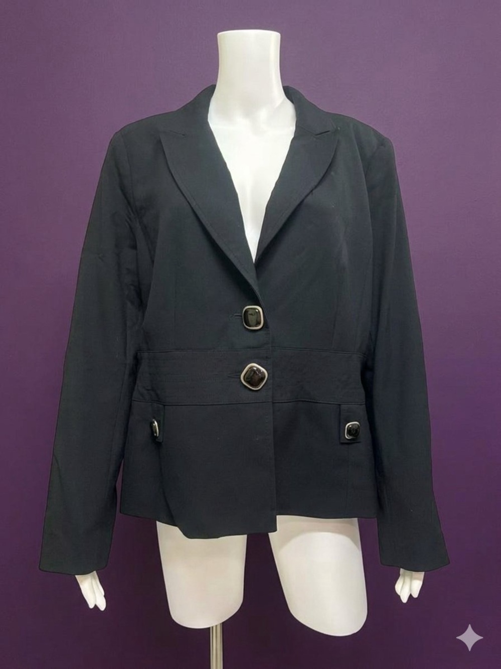Tribal Blazer Black Lined Knit Stretch Professional Career Jacket Size 14  NWT